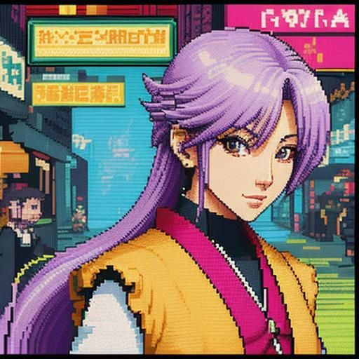 Girl Shopping in Shibuya: 8-Bit Pixel Art