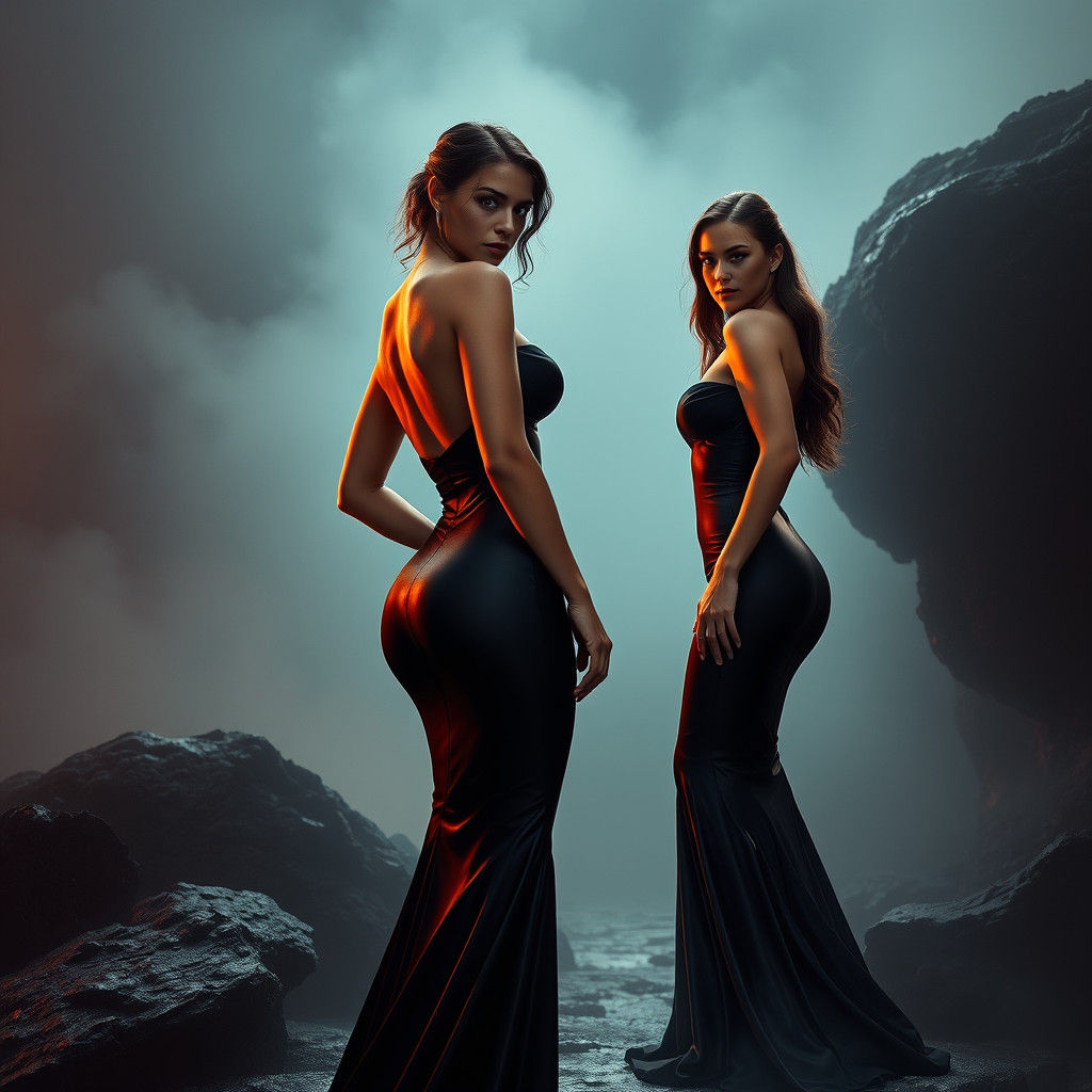 Hourglass Figures in Drenched Dresses: Digital Matte Paintin...