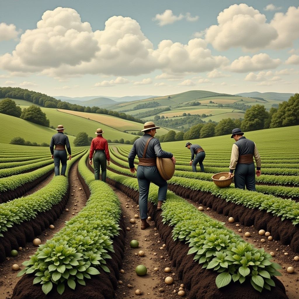 Examining the fields shortly before harvest time.