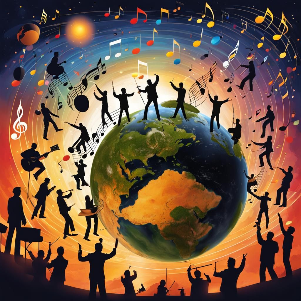 Conductor Orchestrating Earth's Harmony Through Music