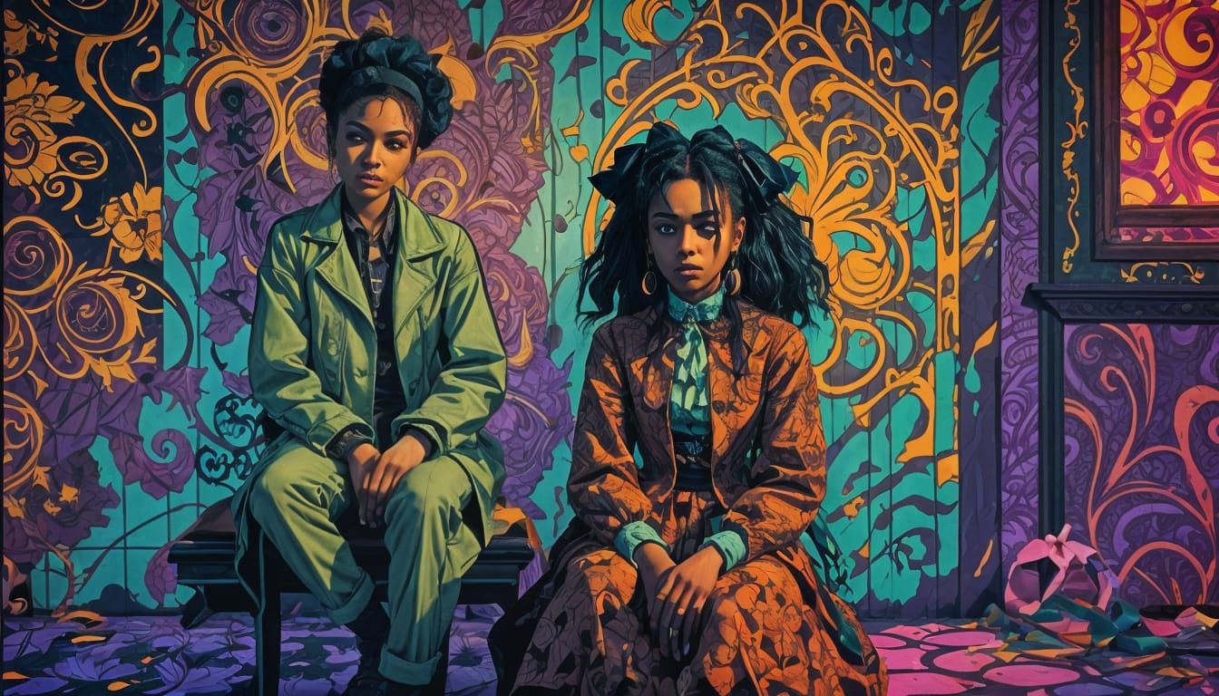 Psychedelic Anime Portrait with Neon Lighting