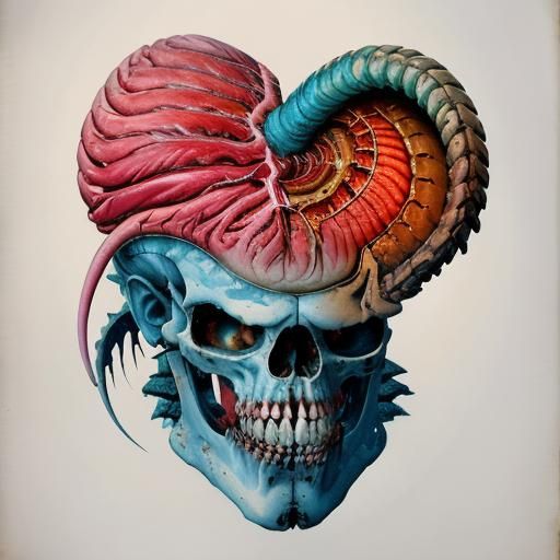 Vintage Demon Brain Anatomy Chart in Gothic Style