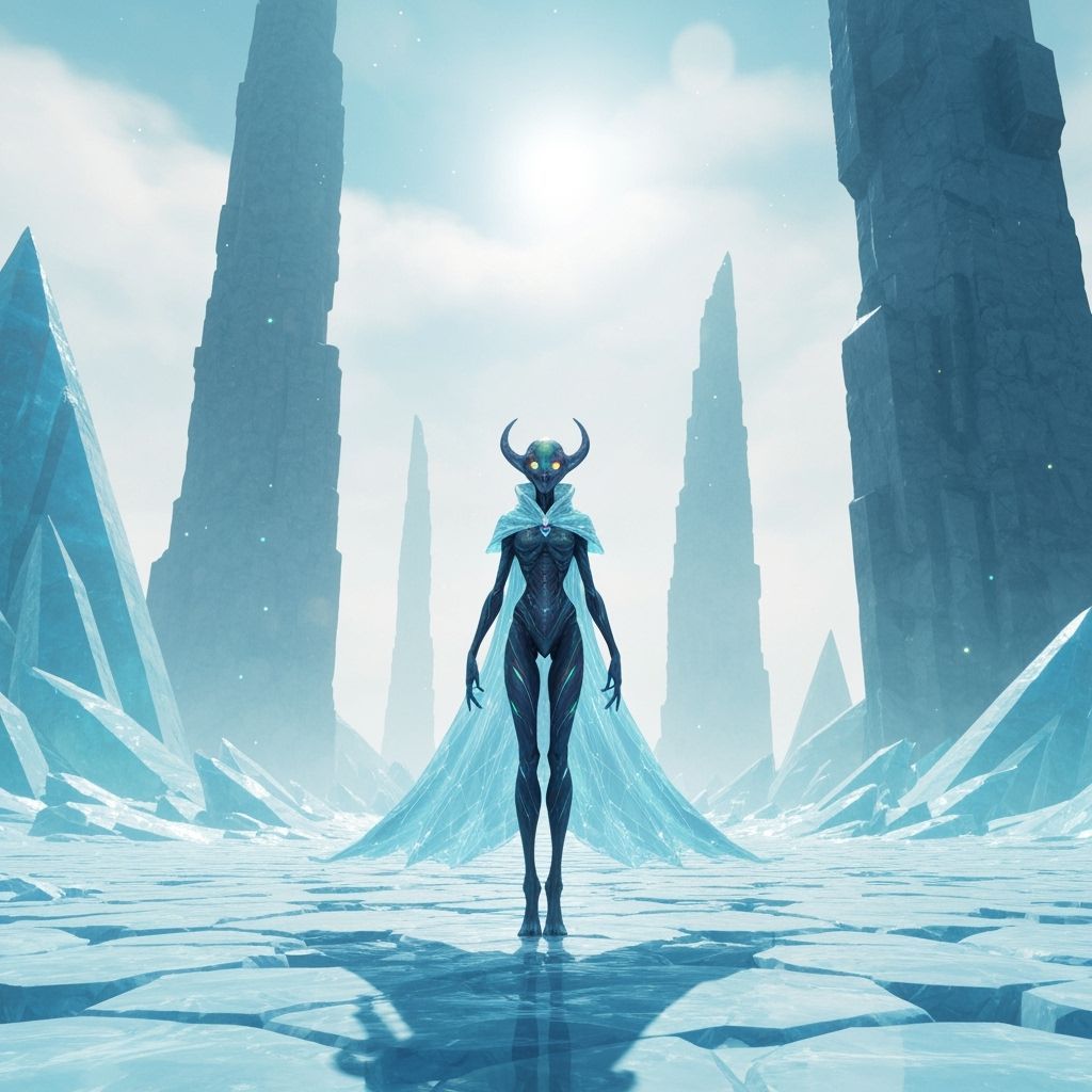 Bioluminescent Alien on Crystalline Plain