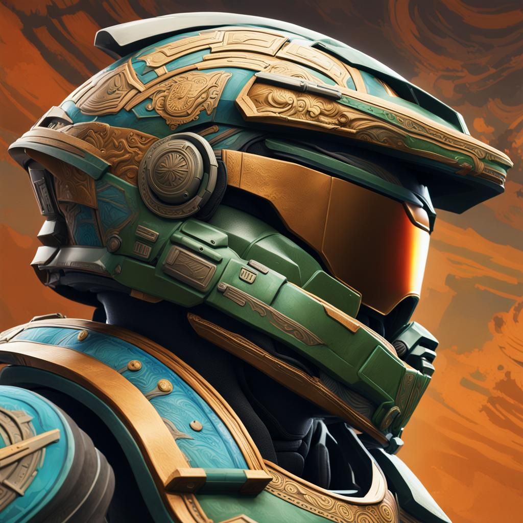 Master Chief Helmet Art Inspired by Grecian Pottery