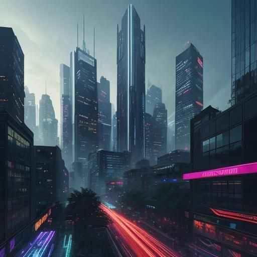 Vibrant Metropolis: Hyperrealistic Cityscape Concept Art