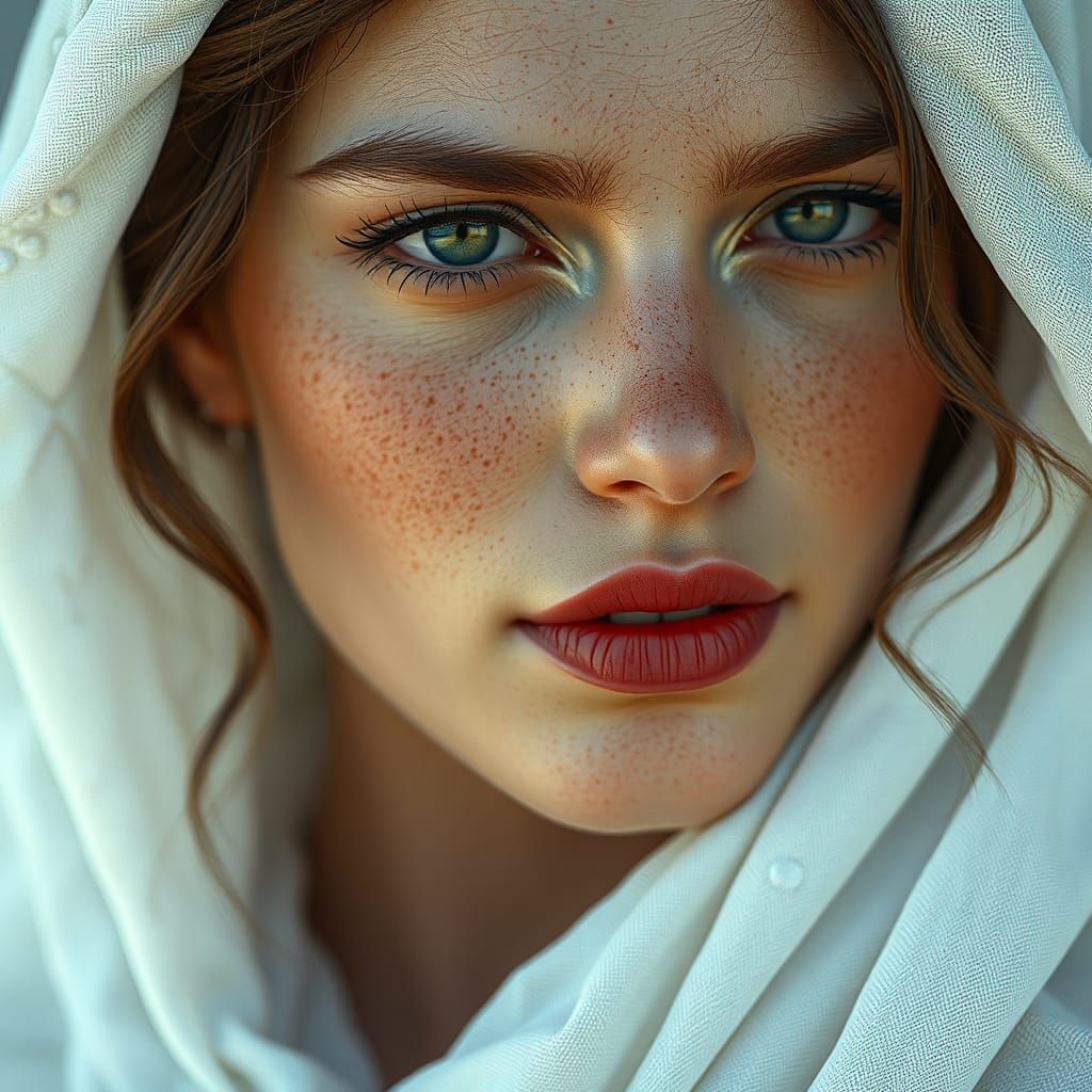 Hyperrealistic Close-Up of a Beautiful Greek Woman