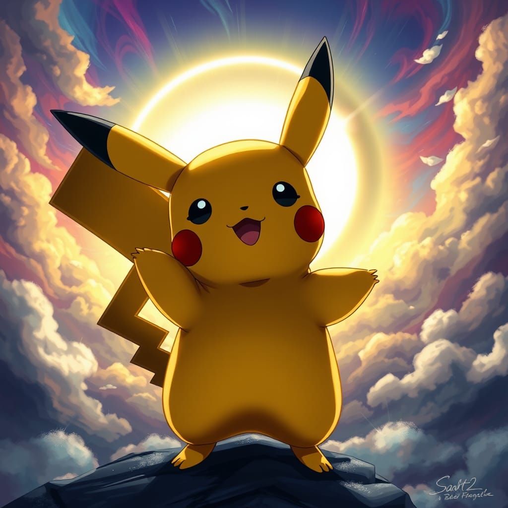 pokemon wallpaper,emo Pikachu, hd background, in the style o...