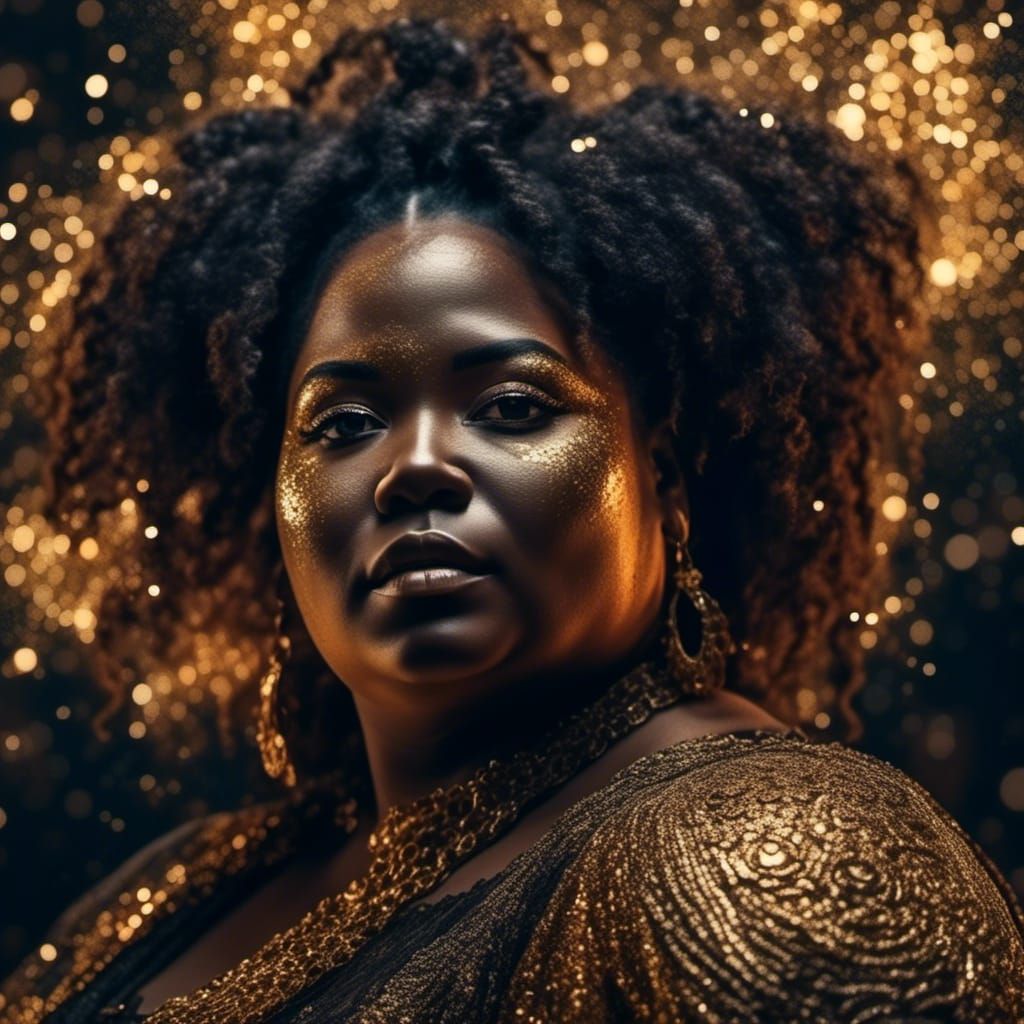 Golden Lit Portrait of a Black Woman