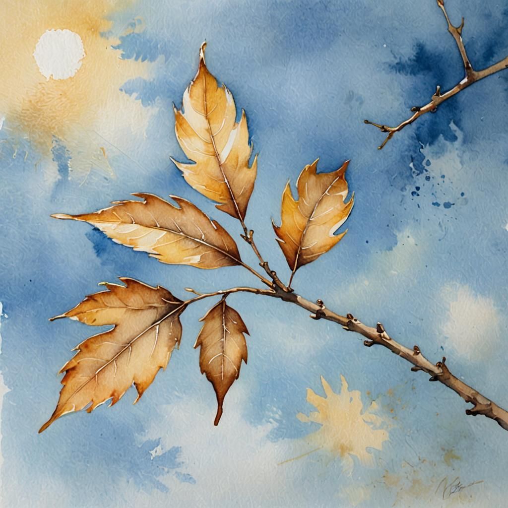 Golden Leaf: Impressionist Watercolor of Autumnal Beauty
