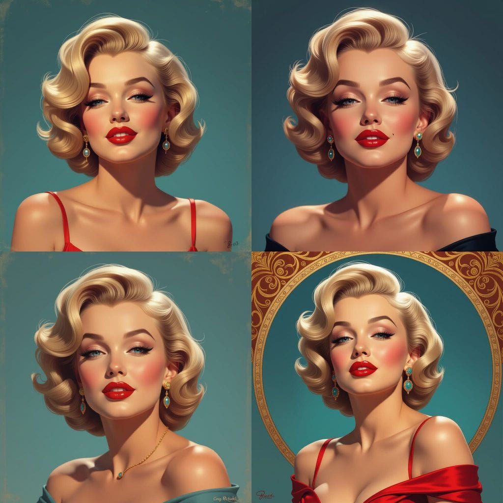 Marilyn Monroe Portrait in Copper and Blue