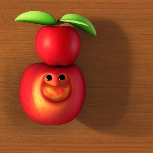 Adorable Caterpillar in Apple, Pixar Style 3D Art