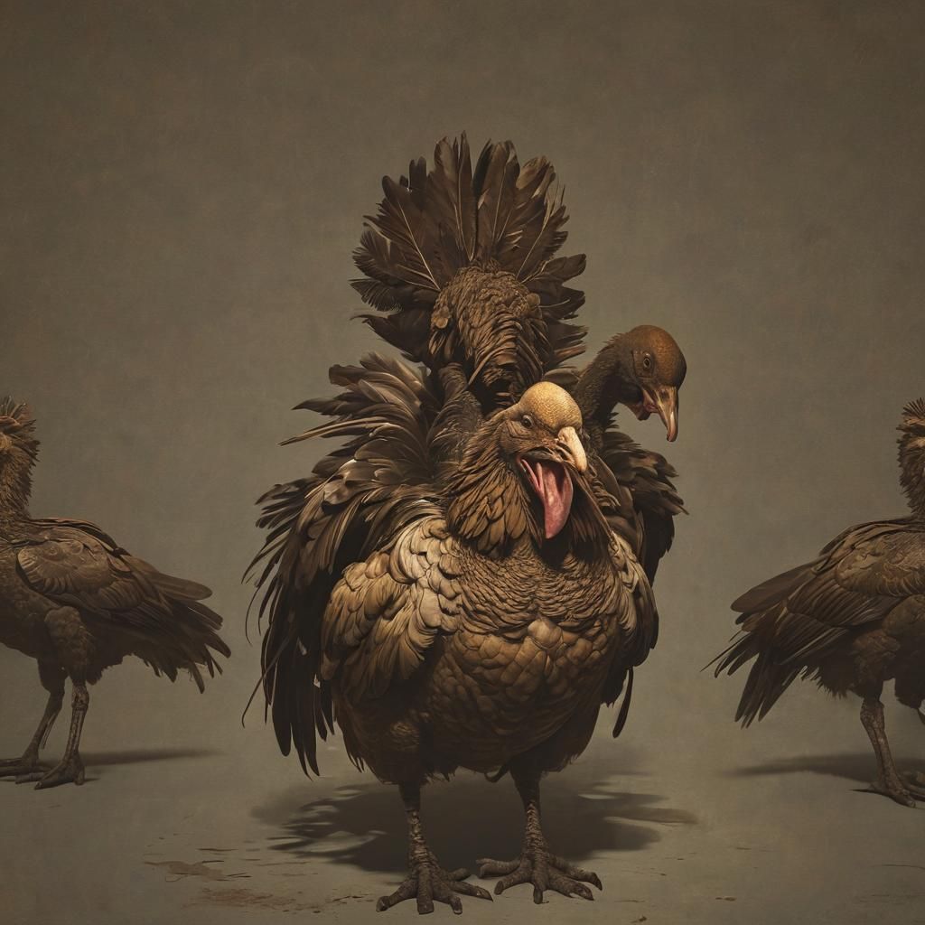 Three-Headed Creature in Dark Fantasy Horror Style