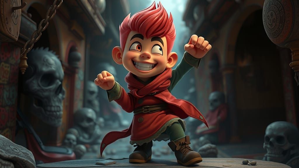 Dynamic Cartoon Character in Richly Textured 2D Art