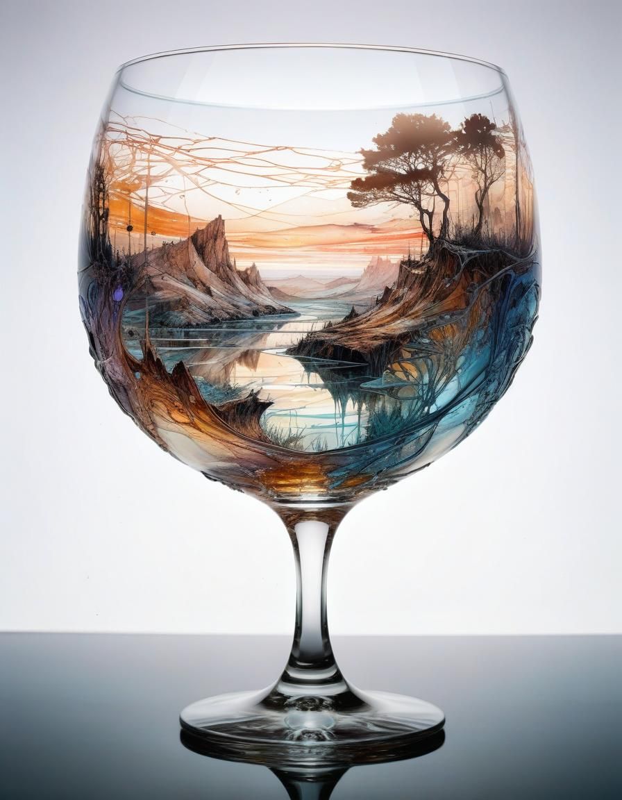 Twilight Valley in Crystal Glass: Abstract Art