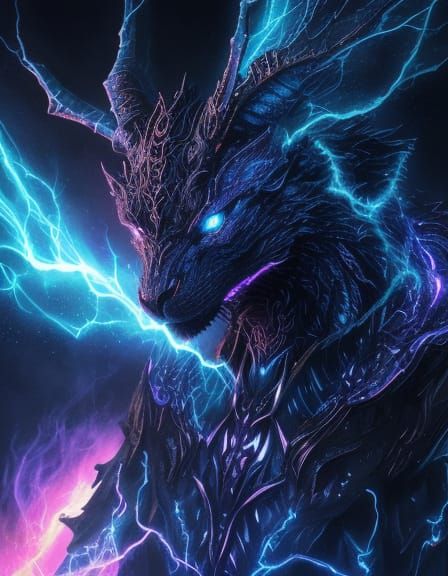 Surreal Dark Mythical Beast in Vibrant Oil Painting