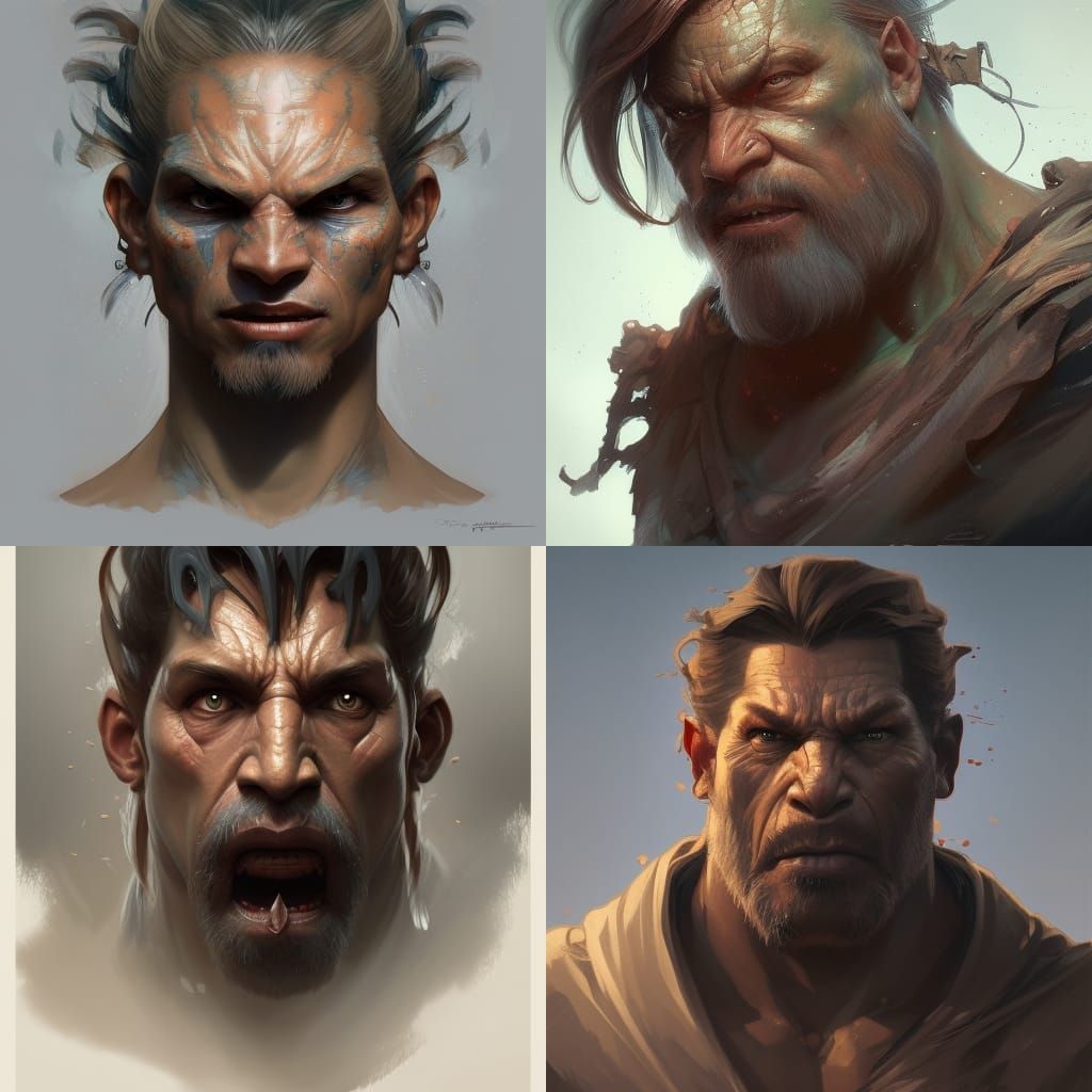 Detailed Orc Portrait in Art Nouveau Style