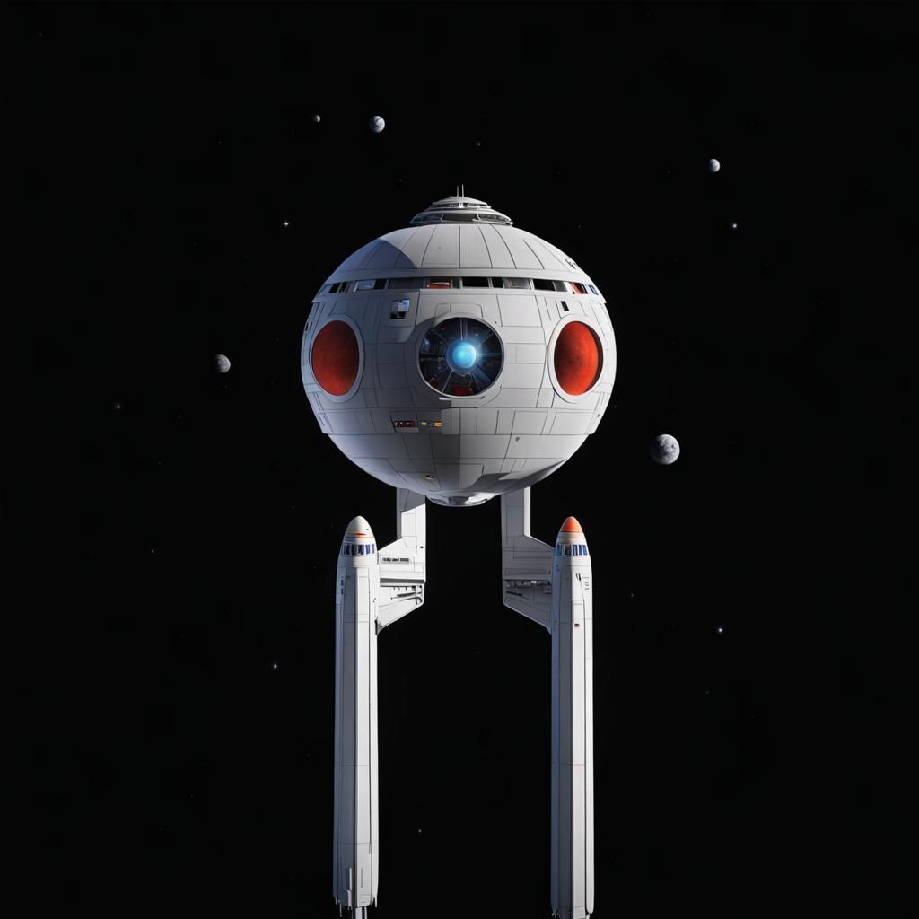 Futuristic Starship Design with Cylindrical Sections