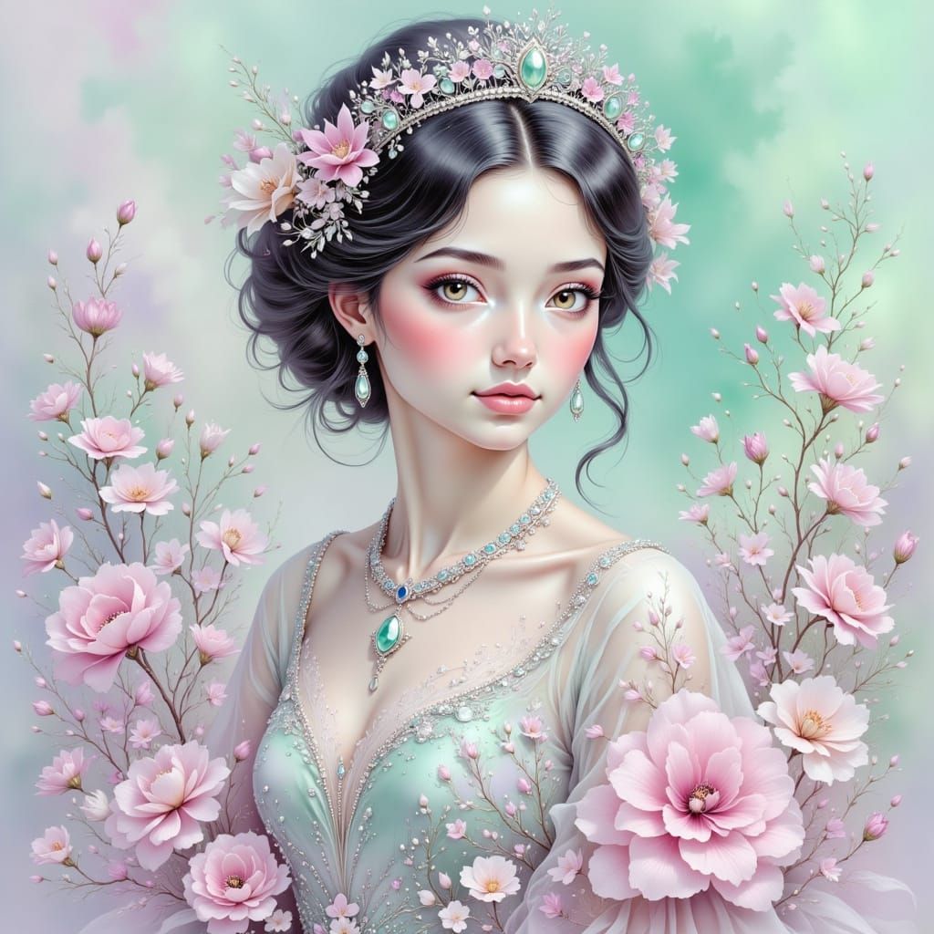 Dreamy Pastel Princess in Whimsical Ombre Hues