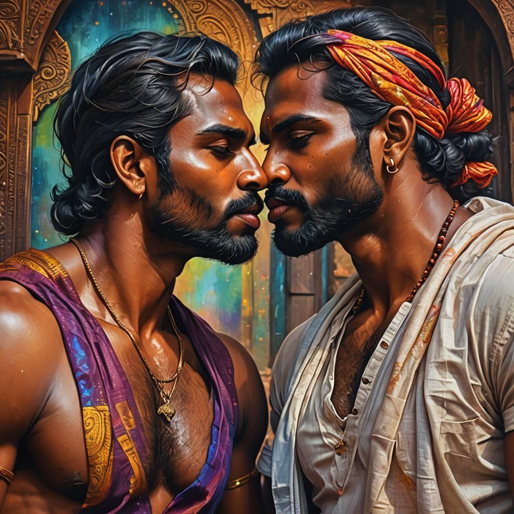 Passionate Kiss Between Two South Indian Men