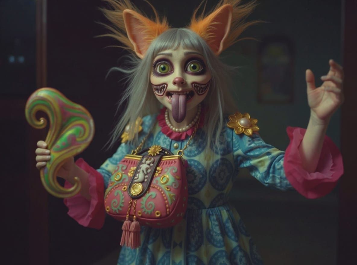 Horrifying Being with Paisley Magic Bag, Analog Lomography S...