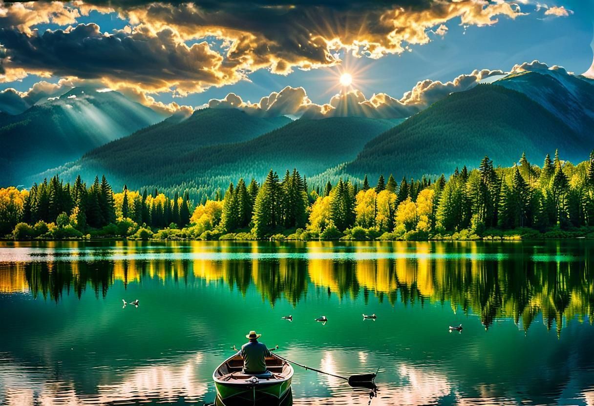 Sunny Skies with Yellow Clouds, Vibrant Colors