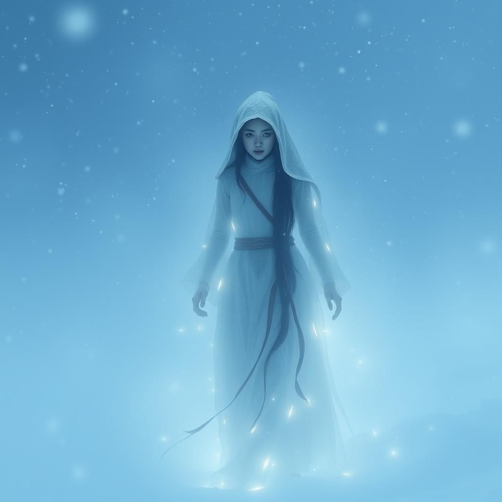 Ethereal Yuki Onna Portrait in Snowstorm Blizzard