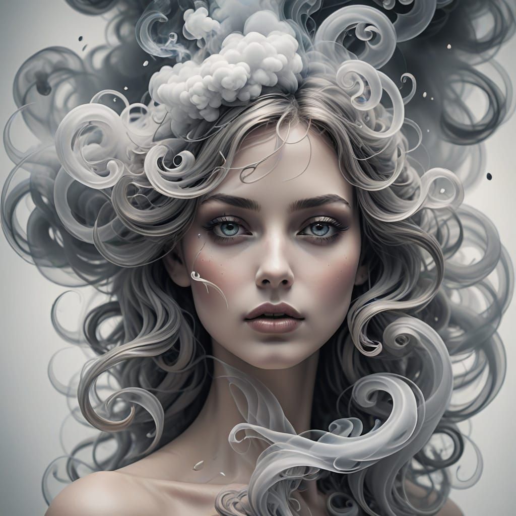 Smoke Goddess Ascends in Ethereal Vapor