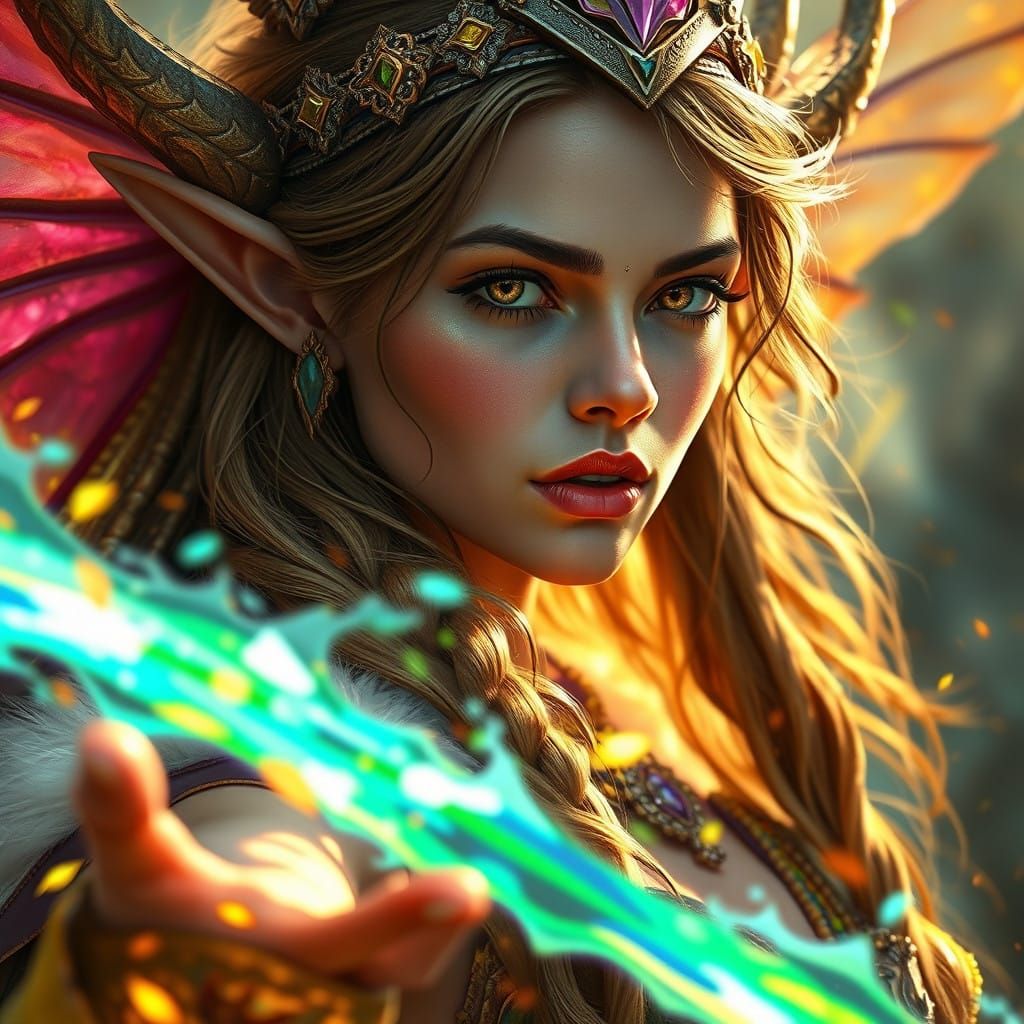 Ethereal Nature Sorceress in Triadic Hues