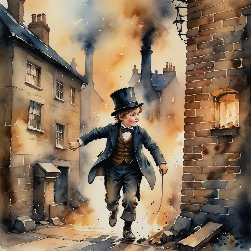 Dickensian Chimney Sweep: A Nostalgic Watercolor