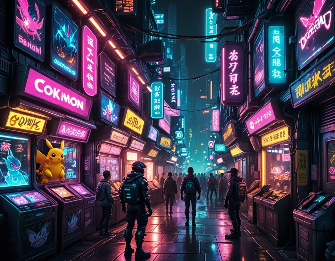 Pokemon Trade in Cyberpunk Alien Market