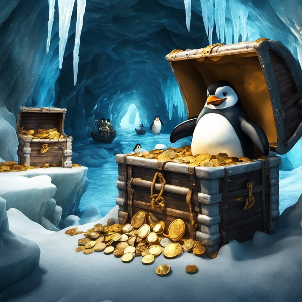Penguin Pirates Guard Treasure in Ice Cave