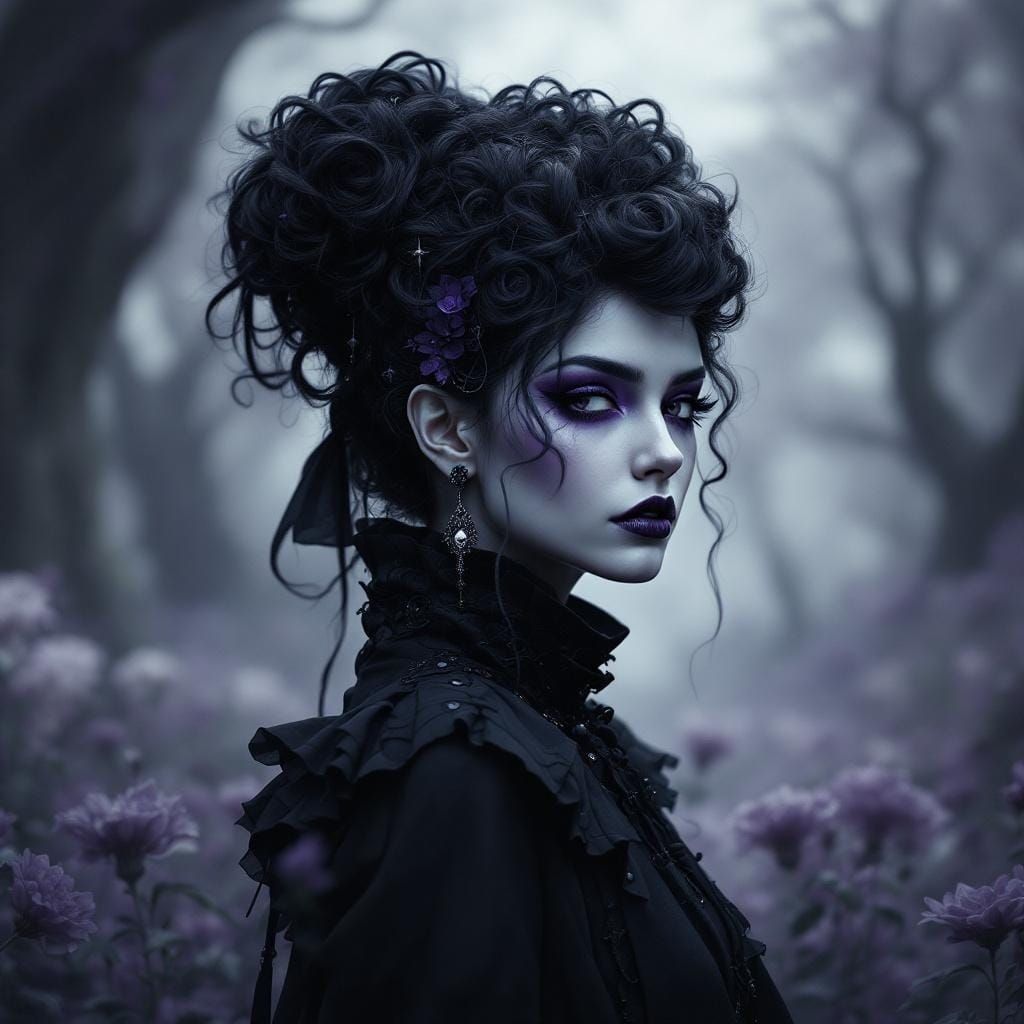 Gothic Woman in Surreal Landscape, Dark Fantasy Art