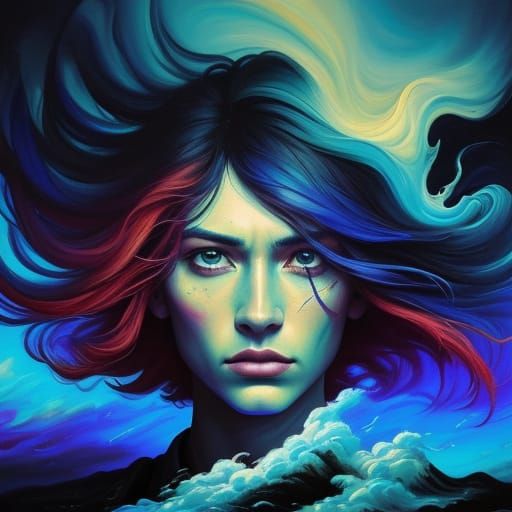 Expressive Portrait in Vibrant Oil Painting Style