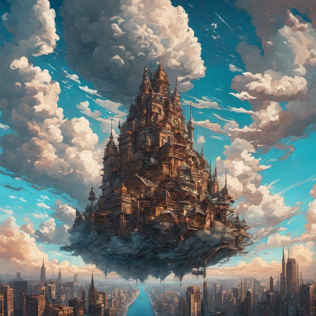Cityscape in the Clouds: Fantasy Concept Art