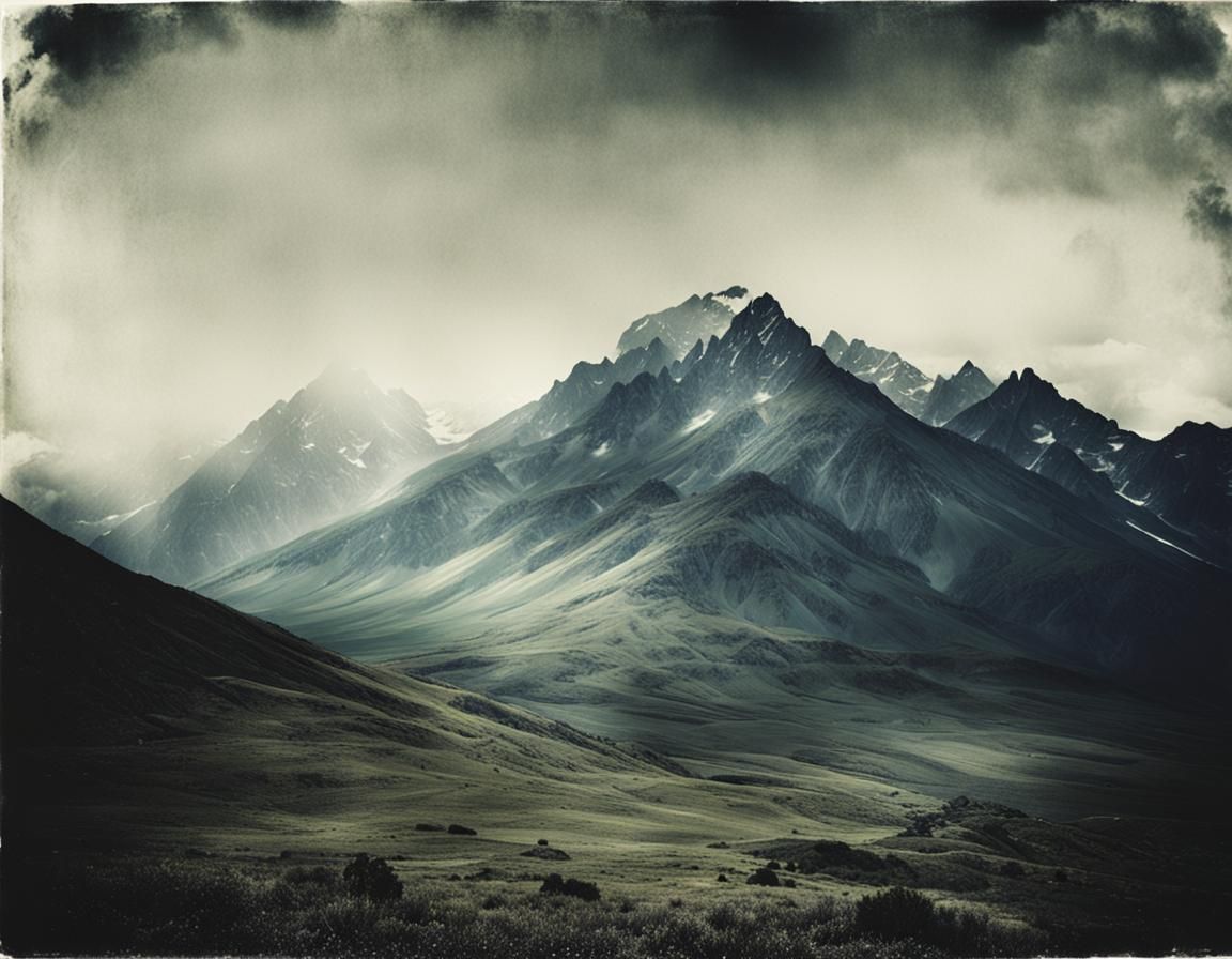 Ethereal Mountain Landscape in Mood Lighting