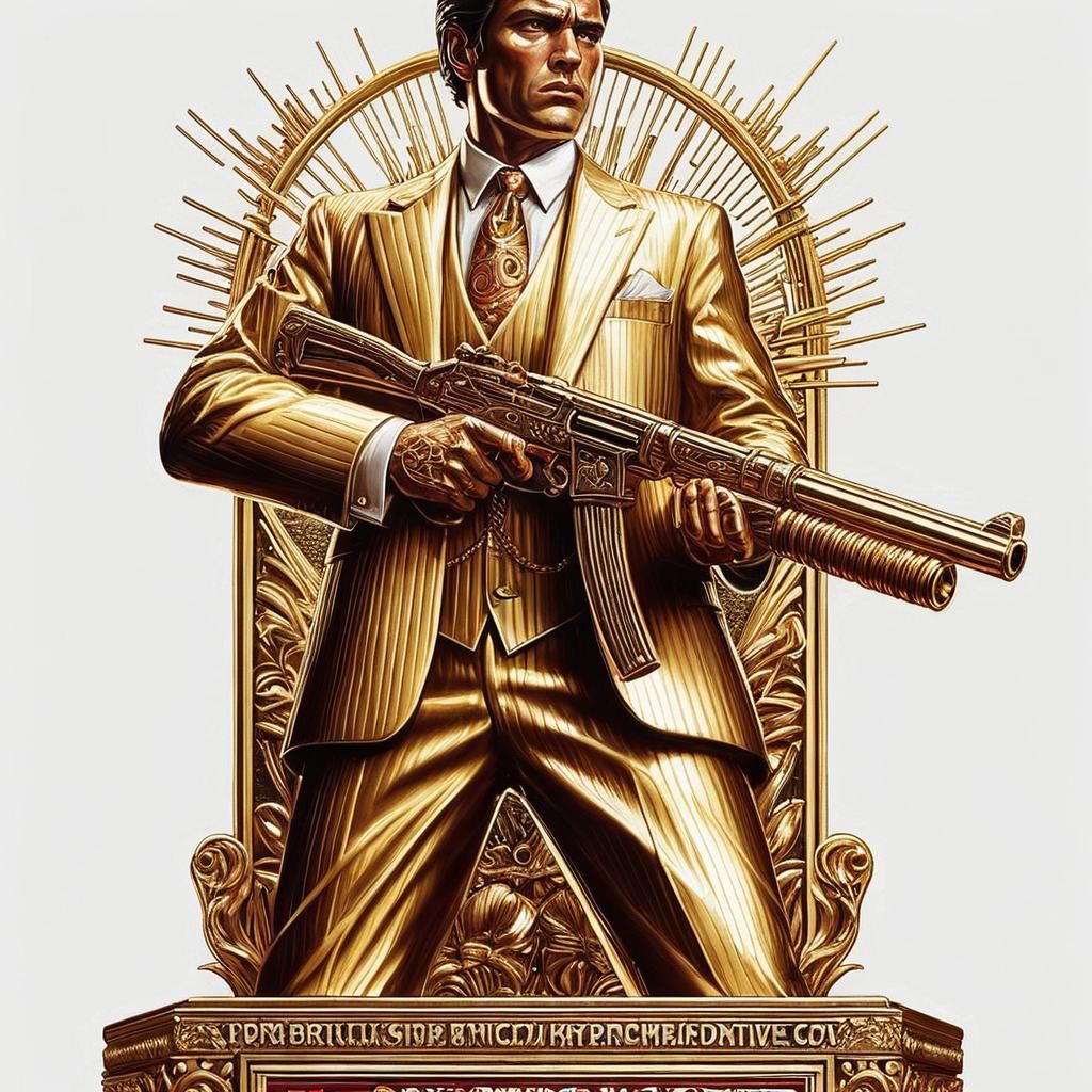 Tough 1920s Gangster in Golden Art Deco Pulp Style