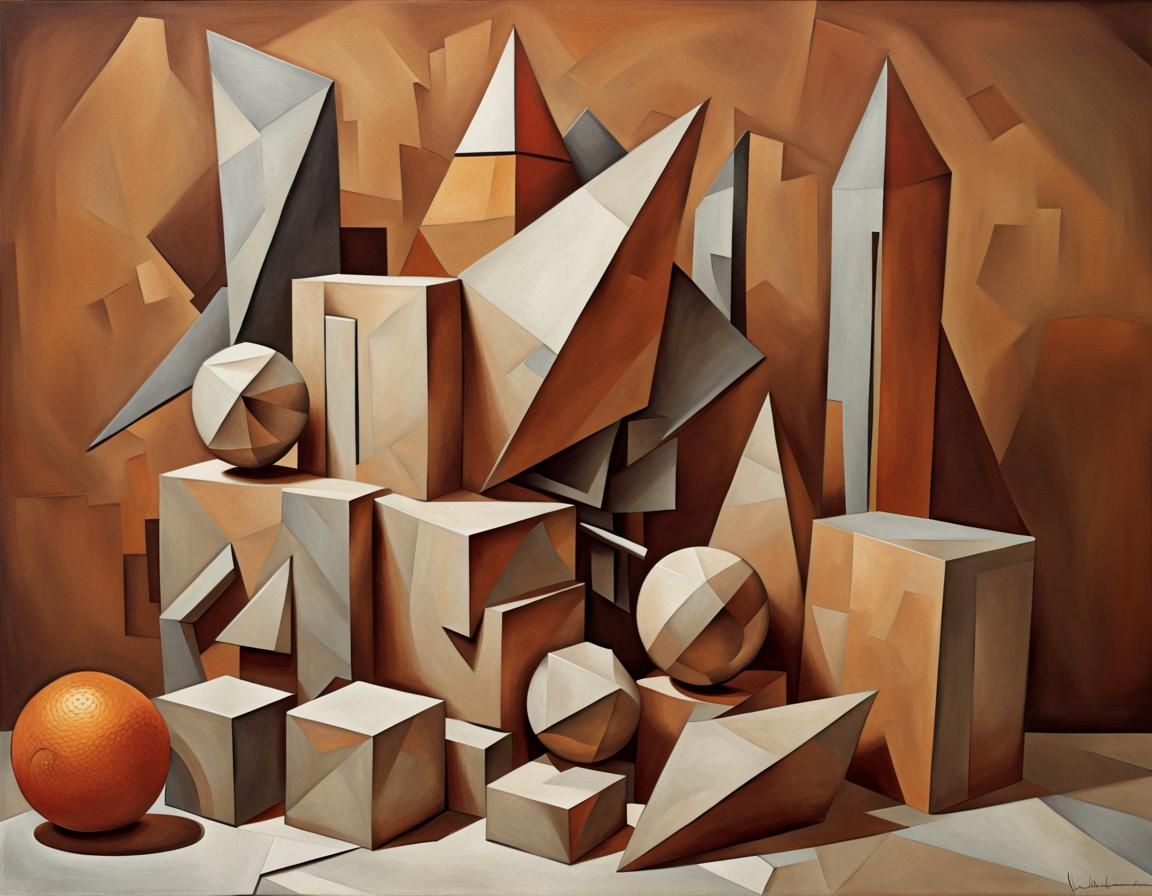 Haunting Cubist Still Life in Monochromatic Tones