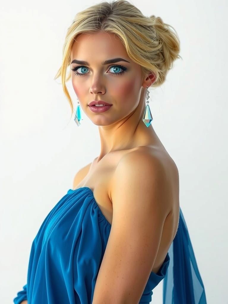 Elegant Blonde Woman with Blue Eyes