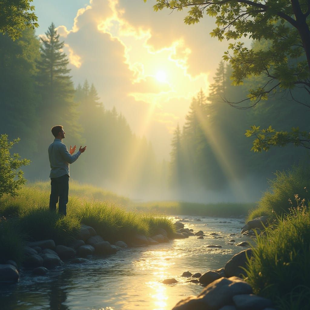 Man Finds Inner Peace by a Serene Stream