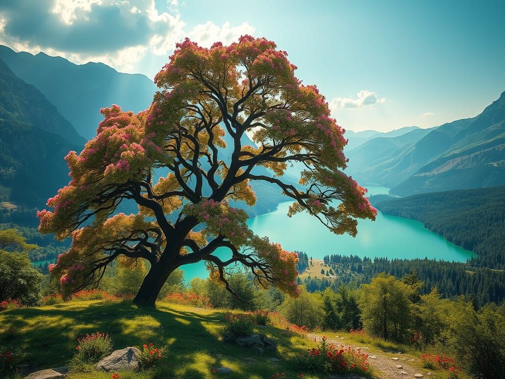 Epic Summer Lake Scene in Vibrant Colors