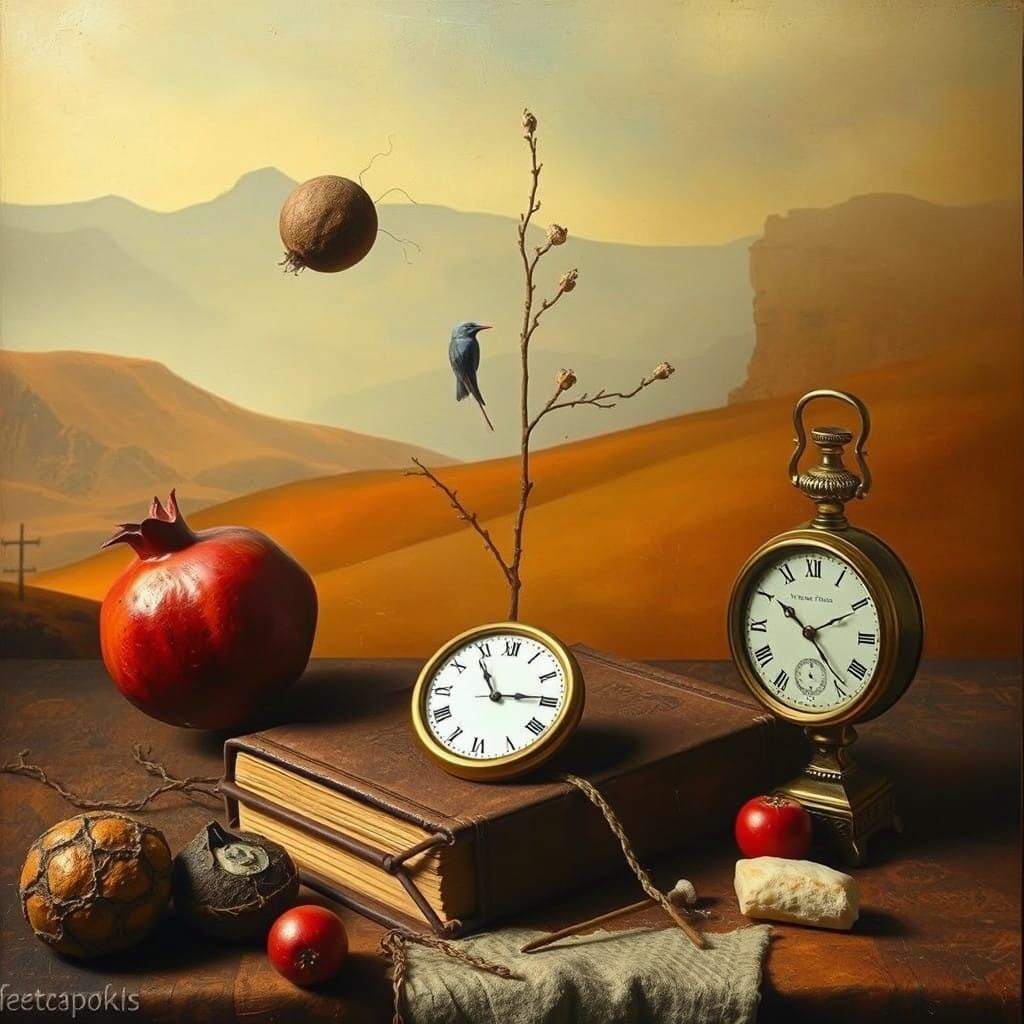 Surreal Earth-Toned Metaphysical Still Life