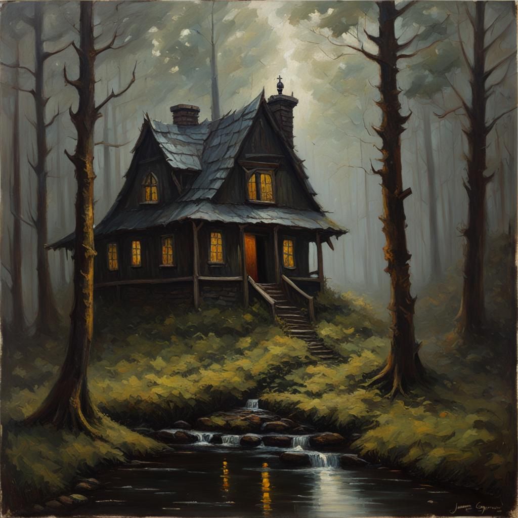 Dark Forest House: Oil Painting by Gurney