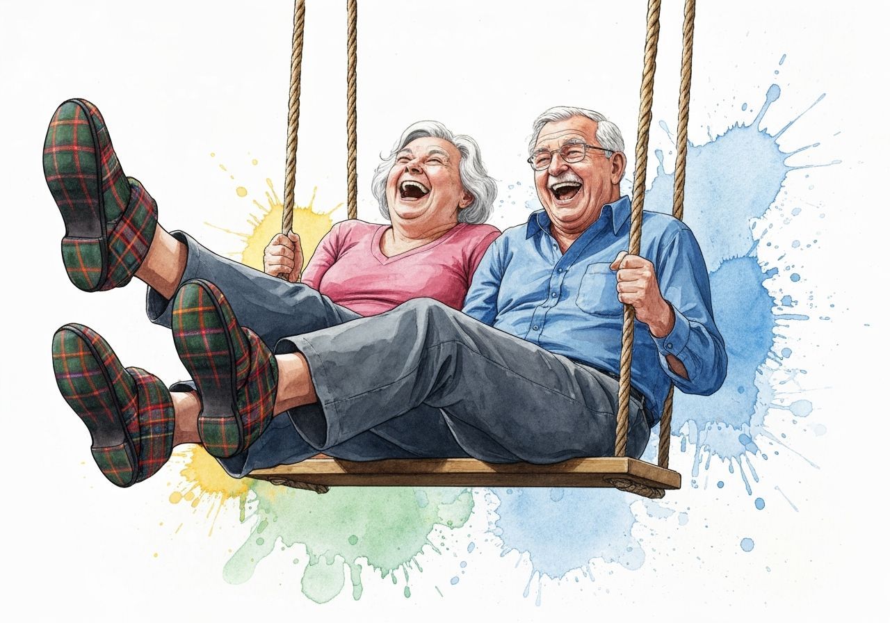 Joyful Couple on a Swing in Watercolor Style