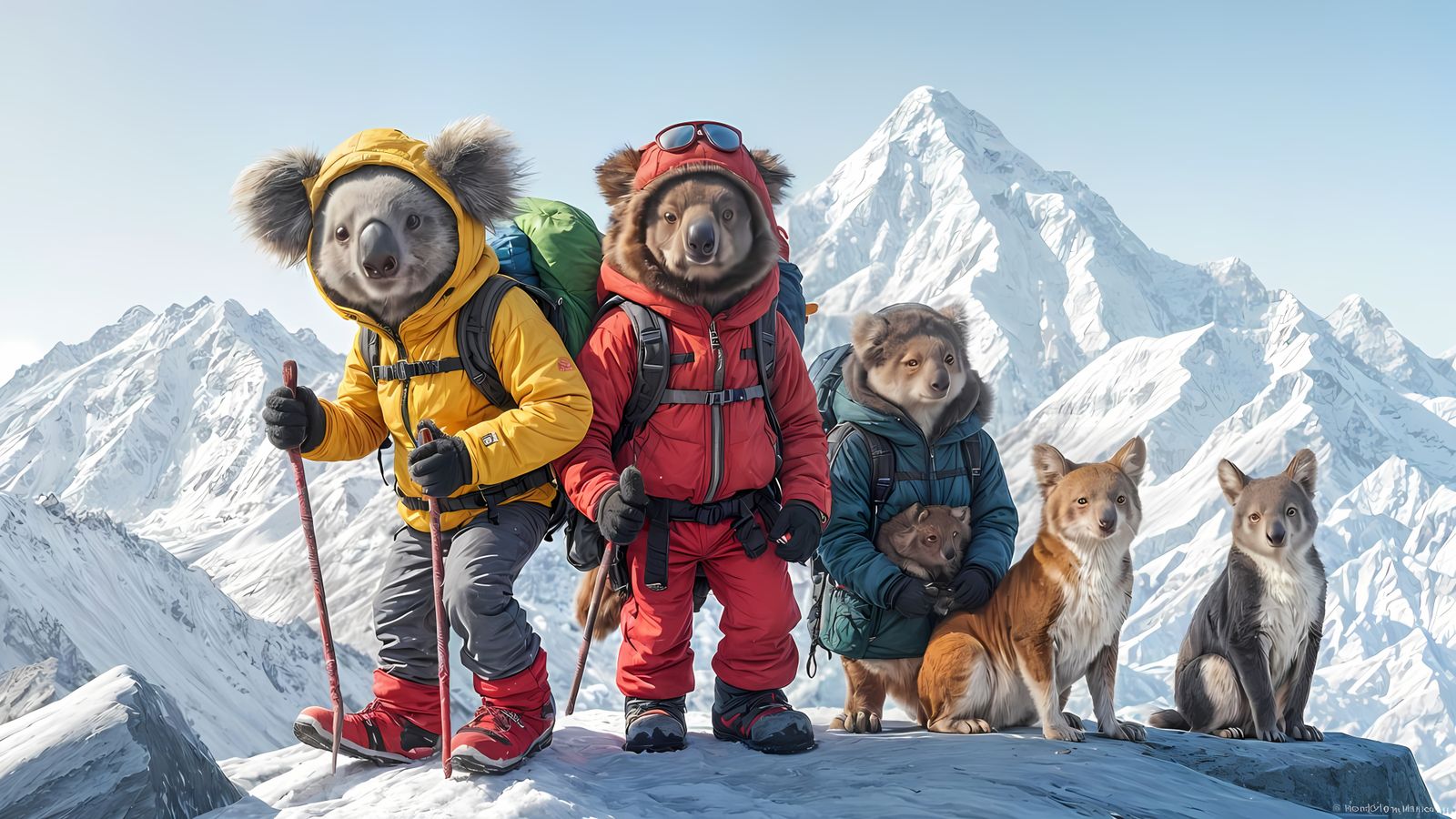 Animal Mountaineers Prepare to Climb Mount Everest