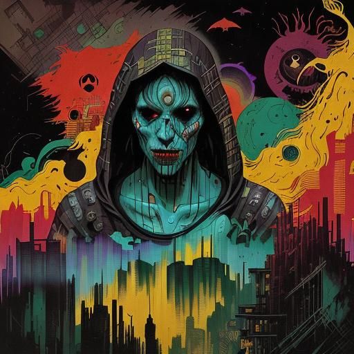 Demonic Woman in Analog Horror Film Noir Style