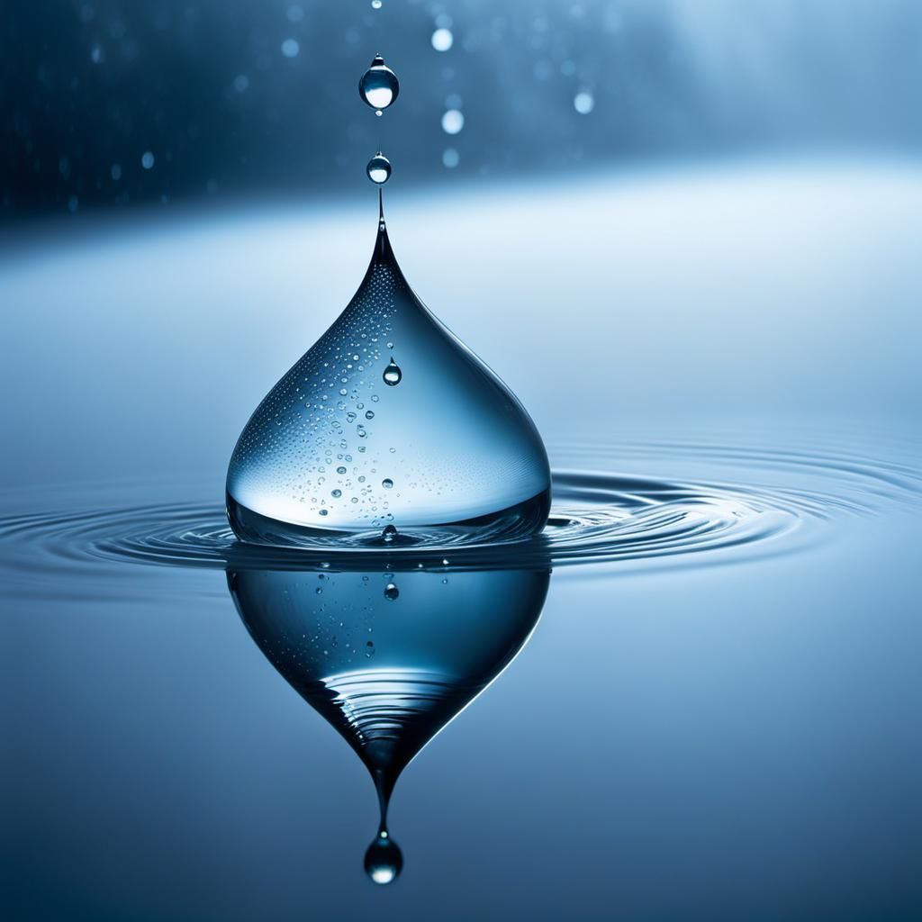 Ethereal Water Droplet Emerging from Mist