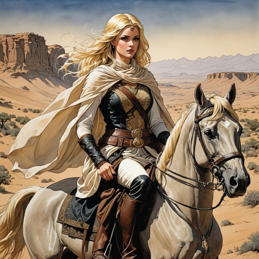 Arabian Princess on Horse, Bande Dessinée Style