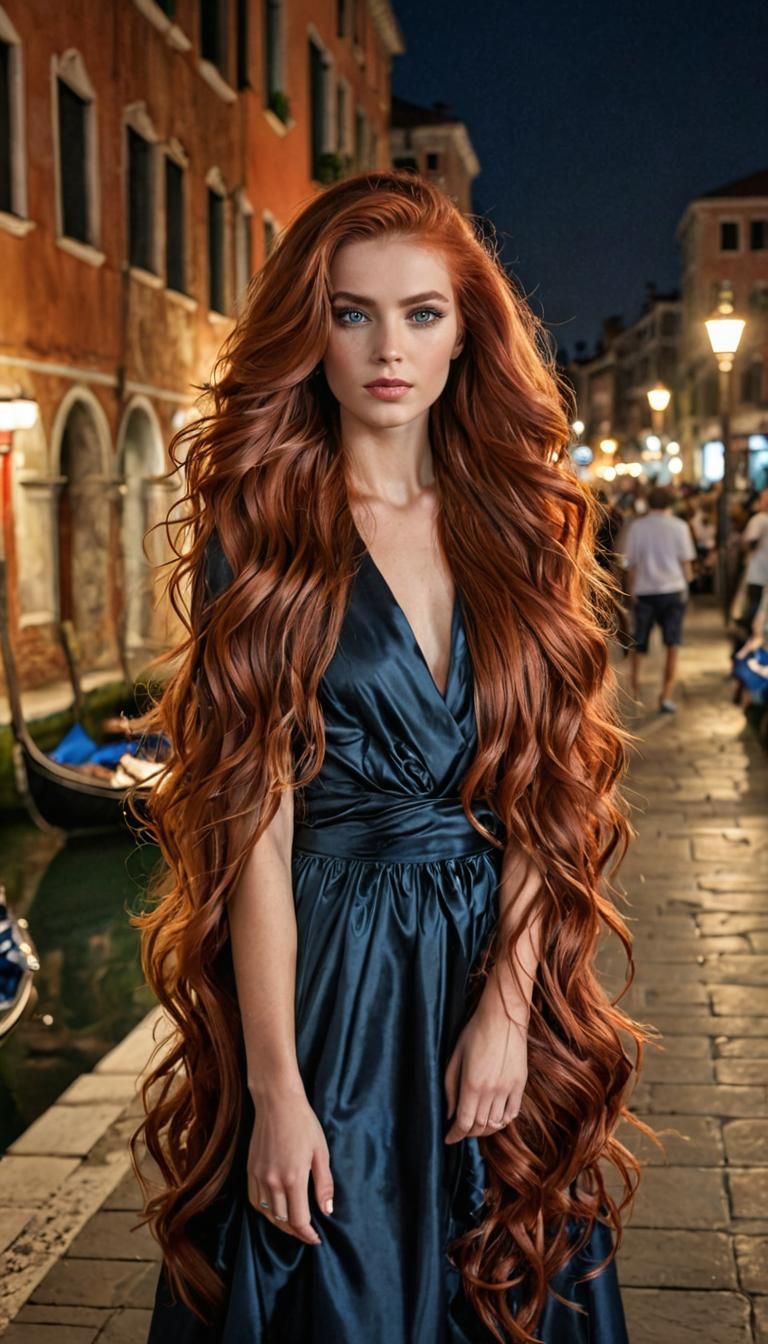 Irish Woman with Extraordinarily Long Red Hair