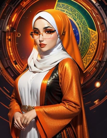 Surreal Alcohol Ink Portrait of Middle Eastern Woman