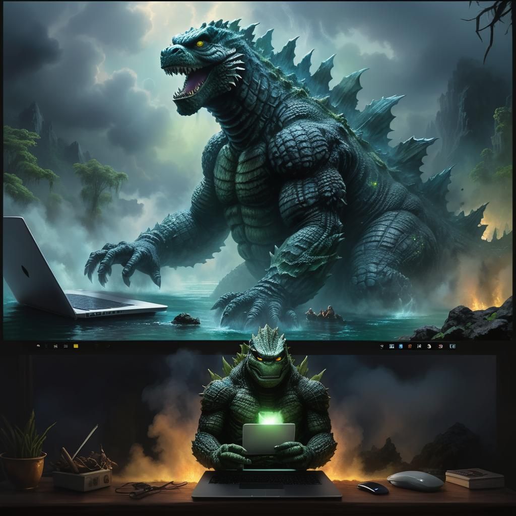 Godzilla and Creature Video Chat in Ethereal Style